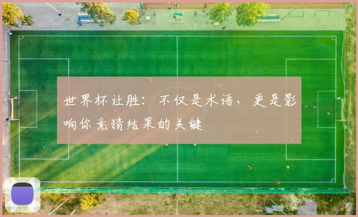 世界杯让胜:不仅是术语,更是影响你竞猜结果的关键